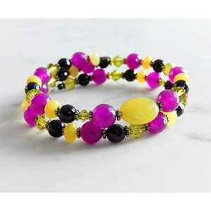 Purple And Green Jade Coil Bracelet